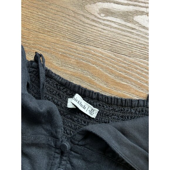 Abercrombie & Fitch Black Button Front Smocked Milk Maid Dress - Picture 8 of 8